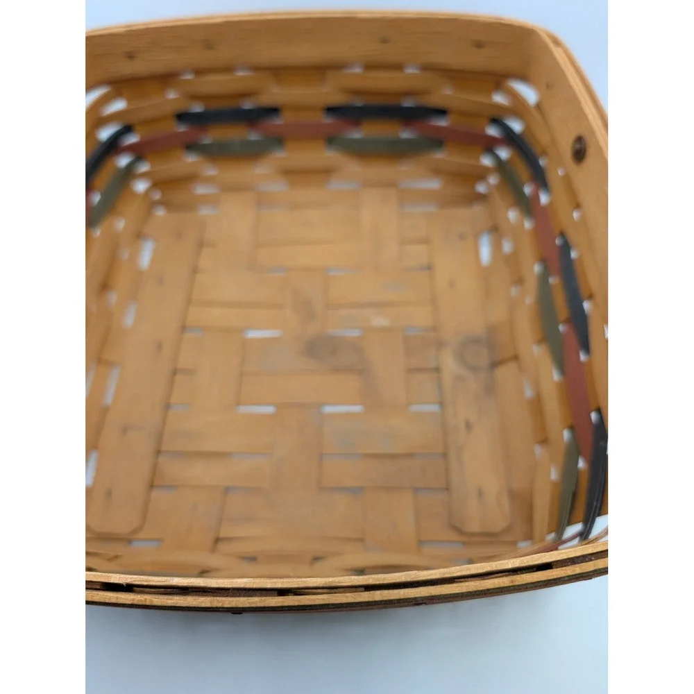 Vtg 1997 Longaberger Shades of Autumn Double‎ Handle Pie Basket Square 10in Ohio